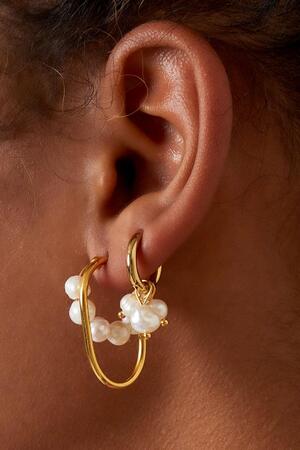 Earrings with dangling pearls Gold Stainless Steel h5 Picture3